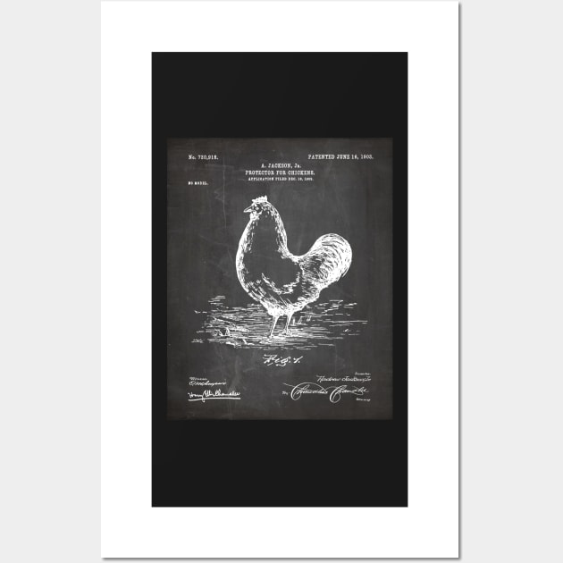 Chicken Hens Patent - Chef Cook Chicken Coop Art - Black Chalkboard Wall Art by patentpress